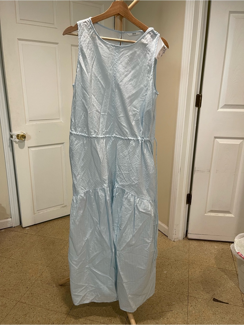 Uniqlo Pale Blue Sleeveless Tiered Jumpsuit
